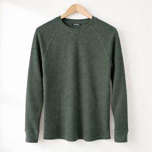 ADD-ON | George Green Waffle Knit Long Sleeve Shirt | Men’s Small